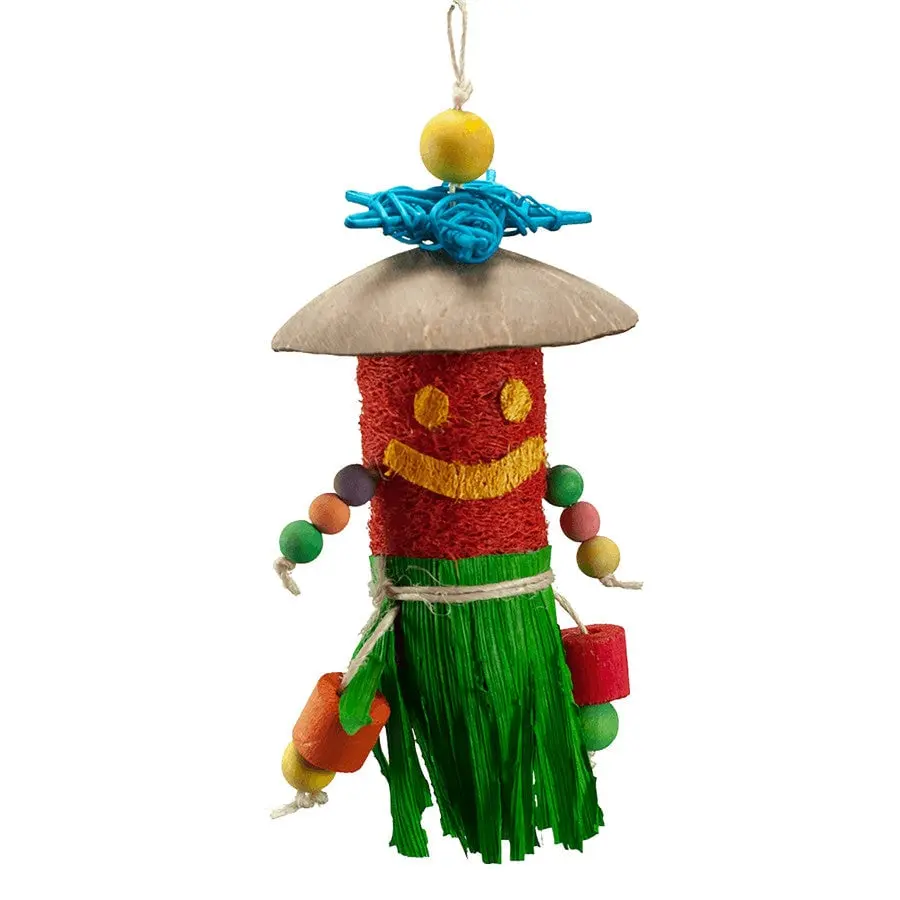 Nibbles Tiki Man Small Animal Chew Toys - Loofah & Wood Material, Colorful Shape, for Hamsters/Gerbils, Boredom-Reducing Pet Supply