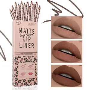 VKTUK 12-Piece Nude Color Lip Liner Makeup Set - Natural Long-lasting Matte Effect Durable Easy to Apply No Smudge Perfect for Daily Makeup Lipliner Eyeliner Cosmetic
