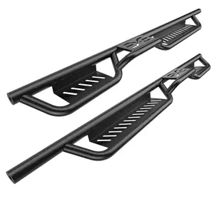 【GARVEE】Running Boards, 6inch Side Steps Compatible with 2007-2018 Jeep Wrangler JK JKU Unlimited 4 Doors, Black Powder Coated Steel Nerf Bar, Two Stairs