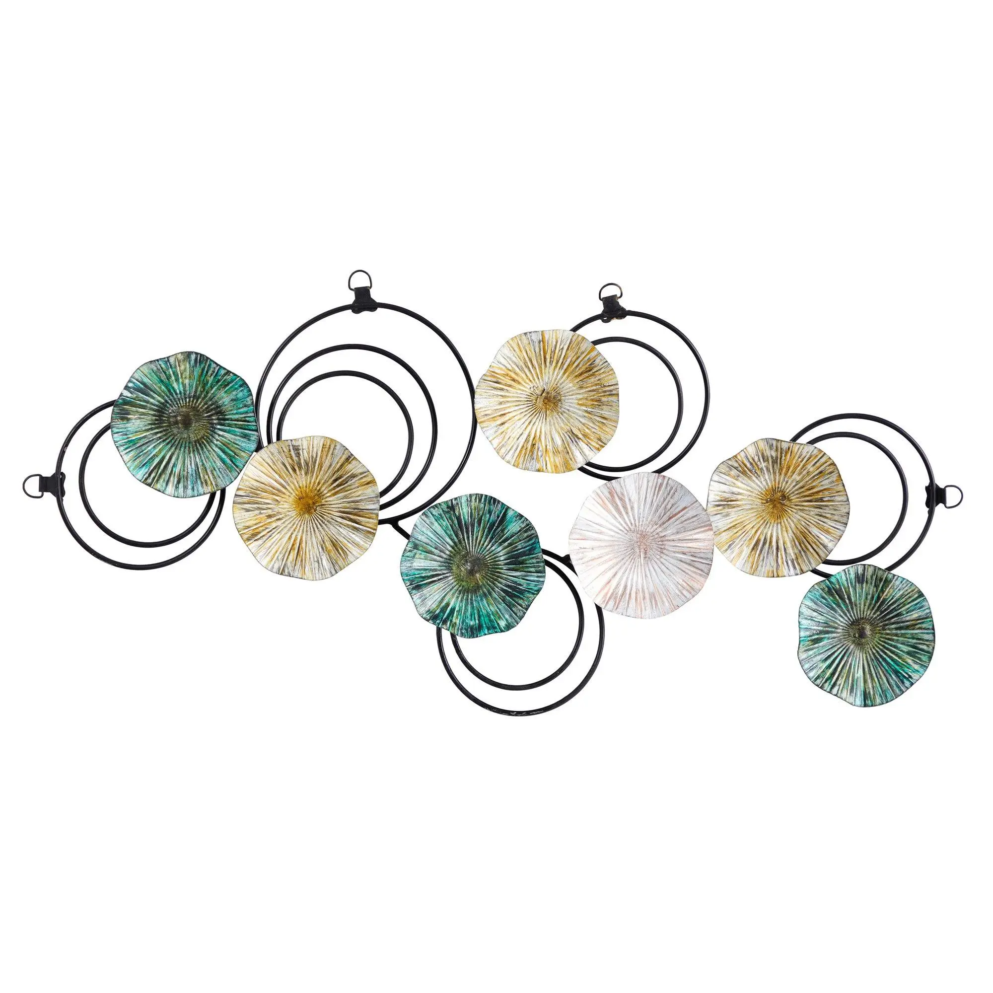 Artistic Scallop Design Metal Wall Art - 2.5'x1.5' Multicolored Sea Coral Home Decor for Wall, Colorful Style Living Room Home Supply