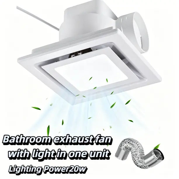 12" Ultra Quiet Bathroom Exhaust Fan with Light 2-in-1, 20W LED Light & Ventilation Combo, Ceiling Mount, Quiet Operation for Home Bathroom 1.0 Sone