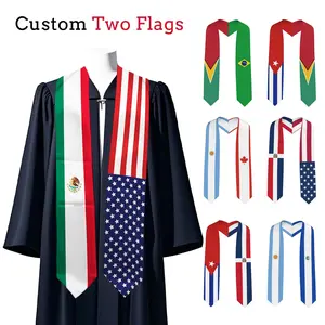 Custom Two Flag Graduation Stole: Personalized Class of 2026 Sash
