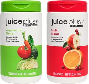 JuicePlus+ Fruit and Vegetable Blend for Solid Nutritional Foundation - 20 Fruits & Veggies Plus Plant Nutrients - Prepacked 2 Bottles (60 Servings Each) - Boost Family Health