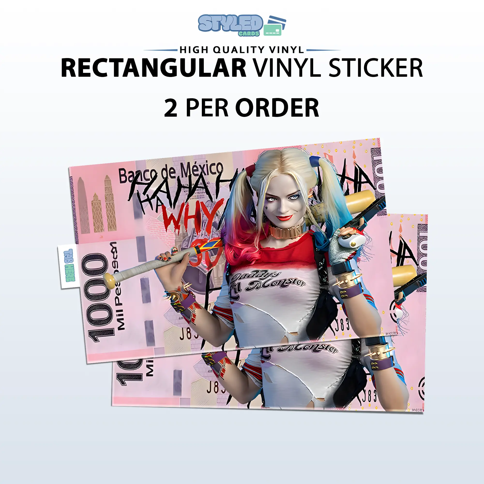 1000 billete harley quinn rectangular vinyl sticker