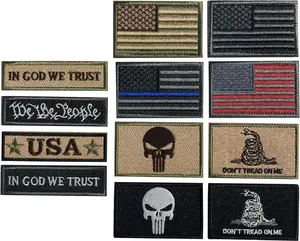 Bundle 12 Pieces USA Flag Patch Thin Blue Line Tactical American Flag US United States Military Patches Set for Caps,Bags,Backpacks,Tactical Vest,Military Uniforms