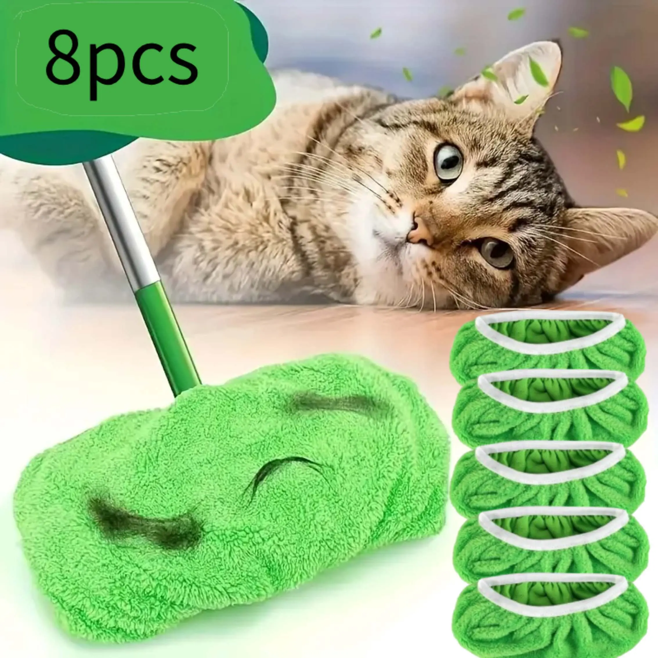 8-Pack Reusable Mop Pads Refill Compatible with Swiffer Sweeper Mop - Dry Sweeping Cloths & Wet Mopping Cloths for Household Cleaning - Washable Microfiber Pads for Mopping Floors