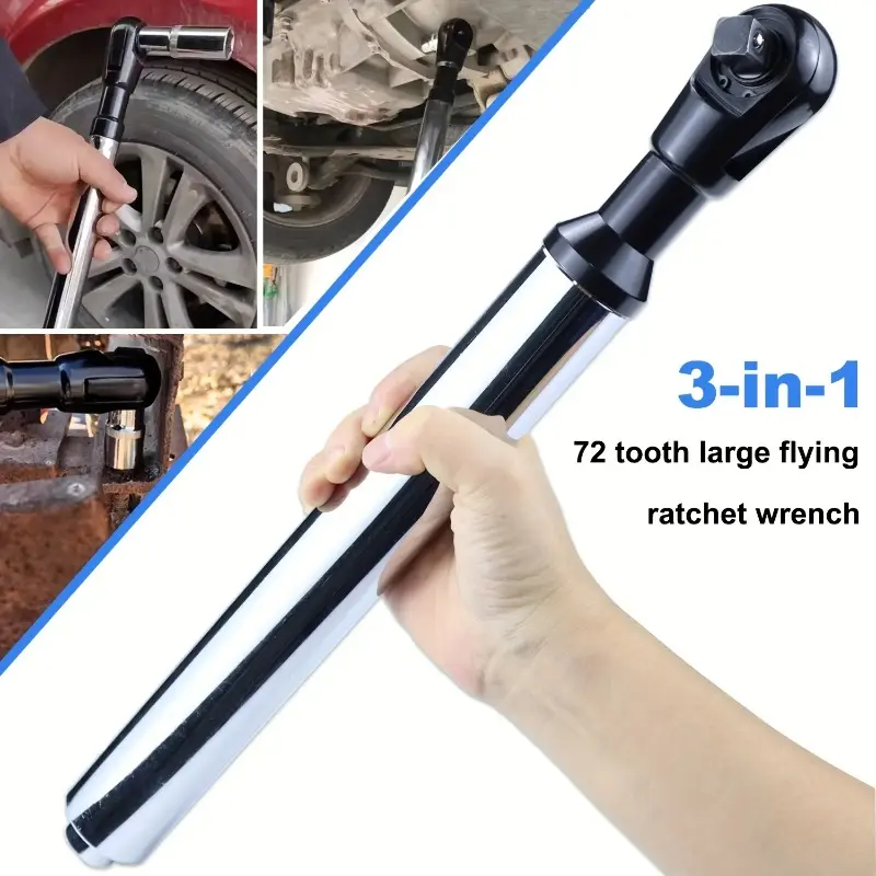 3-in-1 1/2 Inch Offset Impact Extension Wrench Manual Tool, Heavy Duty Right Angle Torque Adapter for Narrow Spaces, Hard-to-Reach Bolts Repair, for Auto Repair, Car Repair Tools, Automotive repair tools, Plumbing, Furniture Assembly and DIY Maintenance