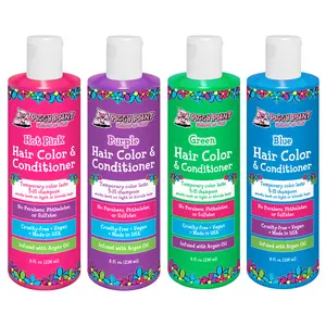 Piggy Paint Rainbow Hair Color 4-Pack Bundle - Pink Purple Blue Green Shades with Argan Oil Infused Temporary Color