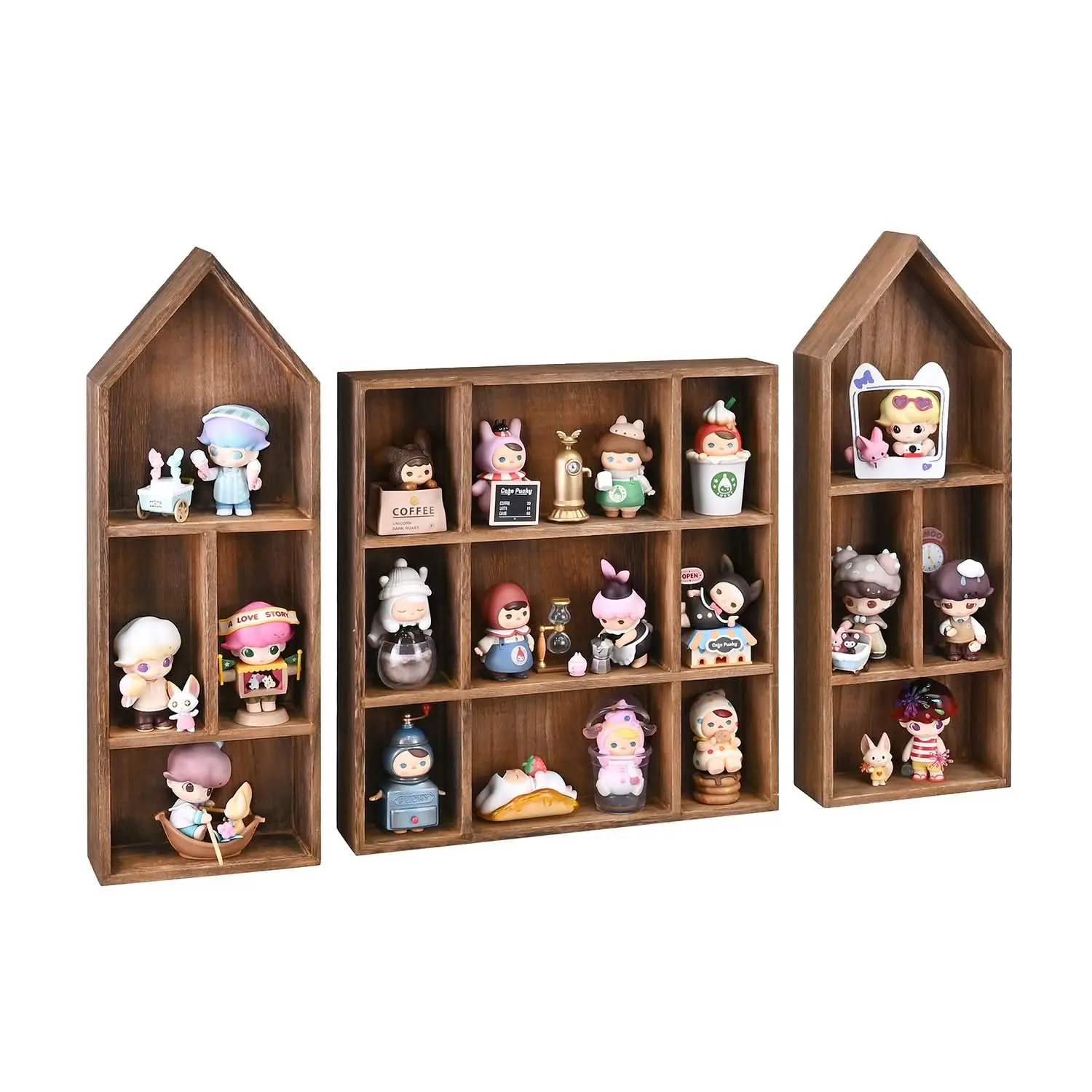 #WD5773 3 Pcs Set Wooden Shadow Cubby Box Display Shelf Organizer Storage Shadow Box for Collectibles