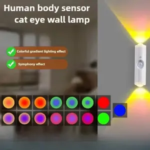 3/4 PCS Smart RGB Dimmable Wall Lamp, Motion Sensor LED Night Light, Sunset Lamp, Sunset Mood Light.USB Rechargeable & Magnetic, Long Battery Life, Perfect for Bedroom, Living Room, Hallway & Halloween Decor