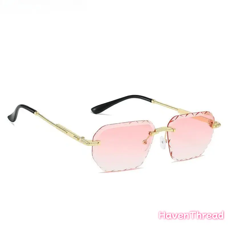 Rimless Square Metal Sunglasses for Women, Trendy UV400 Protective Eyewear for Outdoor Beach and Daily Wear, Uv Protective Eyewear, Female, Stylish Sunglasses, Trendy Sunglasses