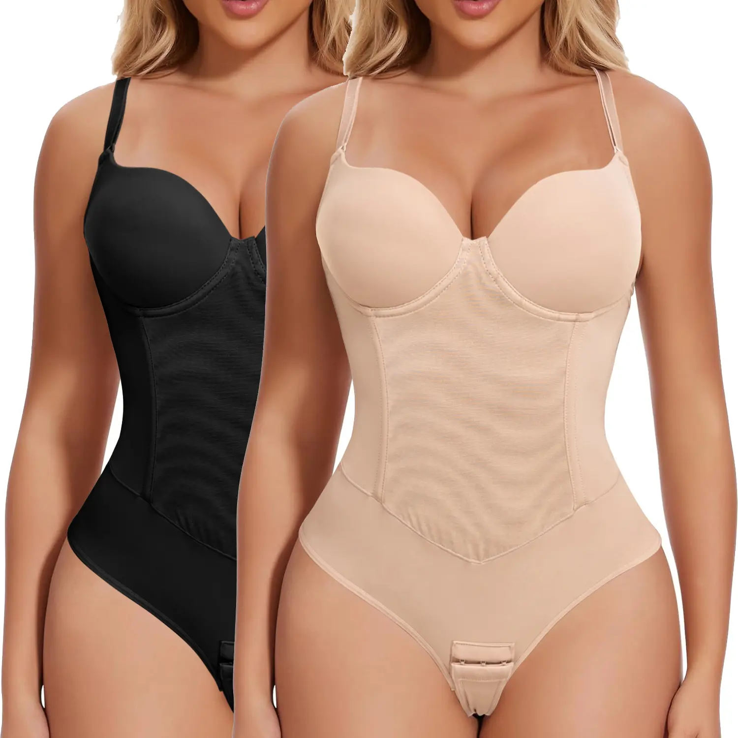 Women's U-Plunge Spaghetti Strap Bodysuit, Highwaist Faja Girdle with Built-in Bra for Weddings and Evening Party Wear, Shapewear For Women, Bodysuit Shapewear, Bodysuit For Women, Backless Plunge
