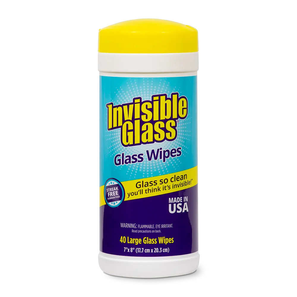 Invisible Glass Home Glass Cleaning Wipes - 40 Large Wipes for Easy Home Debris Removal - Portable & Disposable Detailing - Made in USA - Household