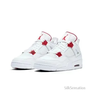 Retro red metallic style white and red casual sports versatile durable and comfortable basketball shoes