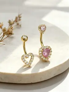 Women's Sexy Heart-Shaped Belly Ring Set, Valentine's Day Navel Piercing Jewelry, Daily Wear Accessories, Perfect Gift