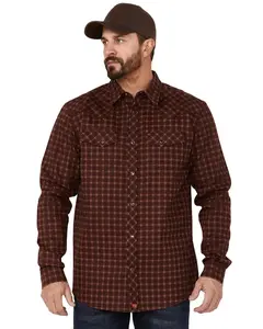 Cody James Men's Fr Tarplaid Print Long Sleeve Snap Work Shirt - Cjfrfa21w16-Brn