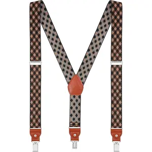 Men's suspenders Elastic Y  Adjustable Heavy Duty  Clips 1.4" Wide