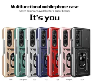 180° Folding Sliding Window Phone Case for Samsung Galaxy Z Fold7 6 5 4 Z Fold3 Full Coverage Anti-Drop Rotating Ring Kickstand Military-Grade Protection Car Business Personalized Creative Casing