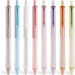 WRITECH Gel Ink Retractable Pens: Black Ink 0.7mm medium Fine Point Pen Set, Extra Smooth Tip No Bleed Smear Smudge Refillable Clickable Pens Bulk for Writing Journaling Multicolor 8ct