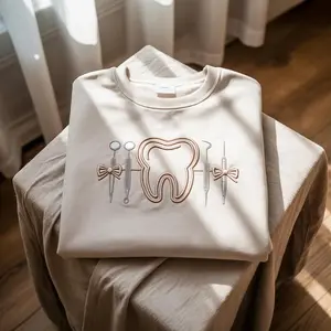 [MADE IN US] Dentist Embroidered Shirt with Tooth & Tools Sweatshirt, Hoodie or T-Shirt, Cute Dentist Uniform Top, Dental Hygienist Appreciation Gift, Graduation or Birthday Gift for Dental Student, Gift For Friend, Family