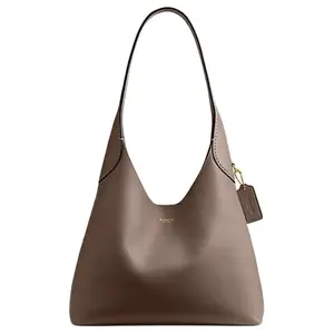 COACH Brooklyn 28 Magnetic Logo Closure Pebbled Leather Tote Shoulder Bag For Women In Slate Gray