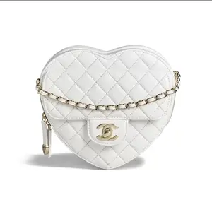 Pre-owned CHANEL 22S CC In Love Large Heart Bag, White Lambskin with Gold Hardware, Microchipped【2604530】