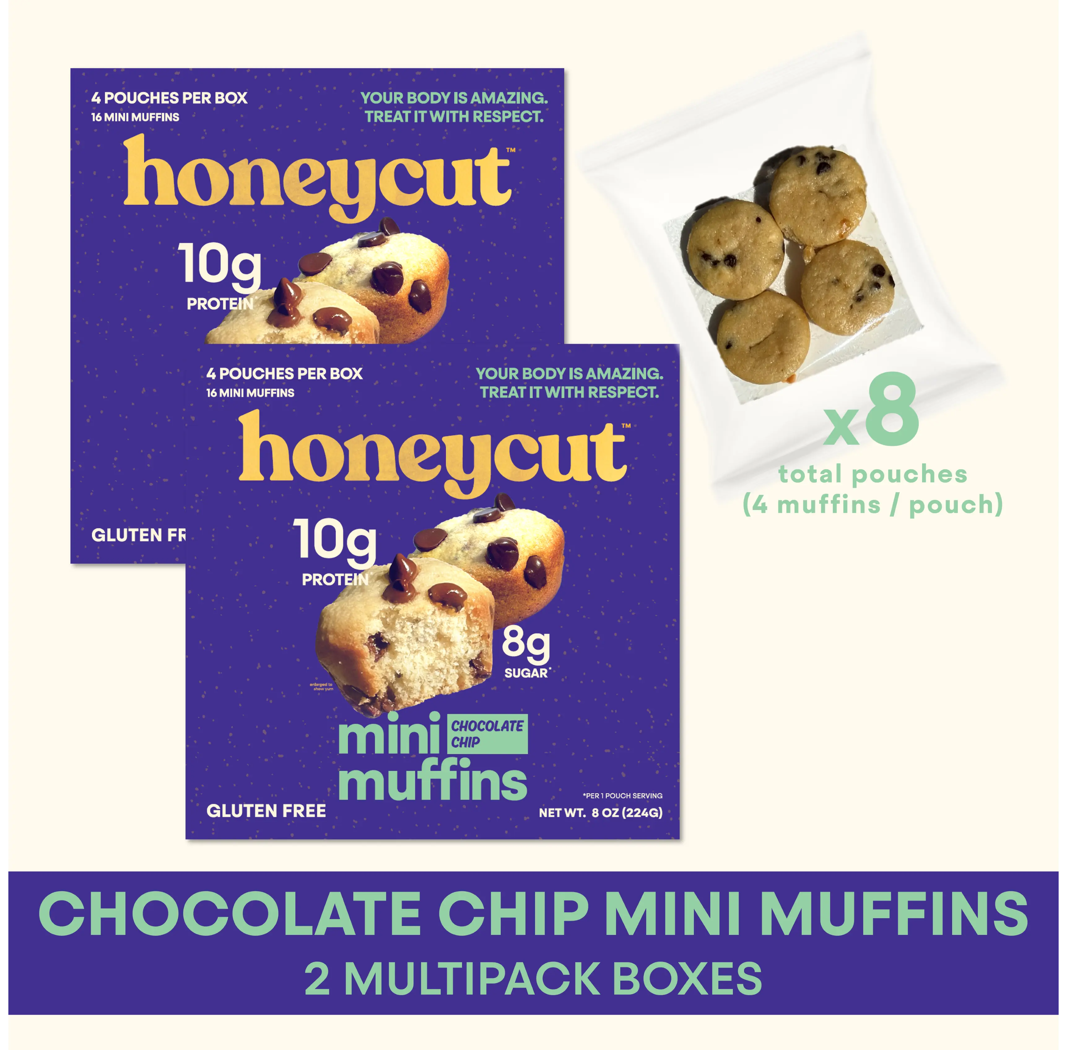 Gluten Free Chocolate Chip Mini Muffins Bundle - Good Source of Protein, Less Sugar - Snack - Cakes