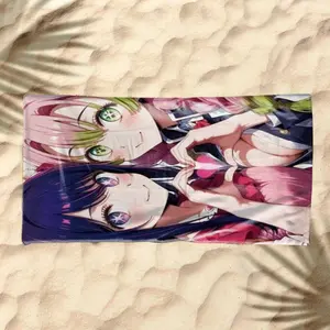 1 piece Demon Slayer: Kanroji Mitsuri and friends warm photo themed beach towel - Modern-style all-season flannel blanket, suitable for sofas and beds, super soft and comfortable, digital print design, 100% polyester material, machine washable