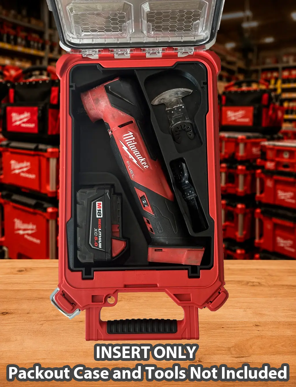 Insert for Milwaukee M18 FUEL Multi-Tool 2836-20 | Holds M18 Battery, Blades & Accessories | Fits Milwaukee PACKOUT 48-22-8435 | Insert Only