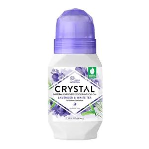 Crystal Mineral Deodorant Roll-On, Lavender & White Tea, Purple, 2.25 Fl Oz, Aluminum free, paraben free, 24h odor protection Unissex