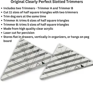 2pcs Grid Slot Cutting Ruler, High Precision Acrylic Patchwork Template, Accurate Hst Cutting, Fabric Seam Alignment, Block Building Tool