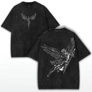 valentine shirts Archangel Michael Oversized Vintage Washed T-Shirt | Angel Warrior Heavy Cotton Tee