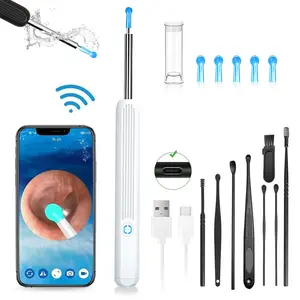 Electric Ear Wax Removal Kit, 1 Count Smart Visual Ear Cleaner with 8 Counts Ear Pick Accessories, Ear Wax Removal Tool for Adults, Silicone, Wireless Earwax Remover