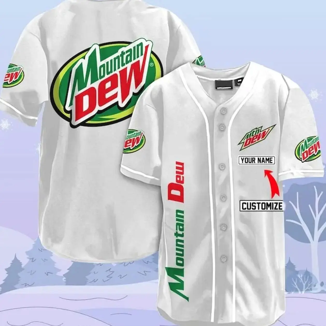 Personalized Mountain Dew Jersey, Mt Dew Lover Baseball Shirt, Mtn Dew Football Jersey, Soda Drinking Baseball Jersey, Unique Gift