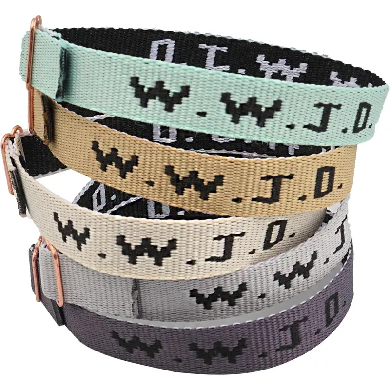 WWJD Bracelets Set, 5 count, Webbing What Would Do Bracelets Christian Colorful Adjustable Religious Woven Wristbands for Fundraisers