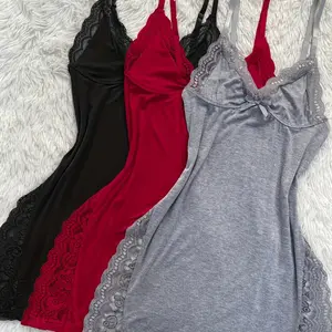 3PCS Home Pajamas Side Skirt Multi-Color Lace Pajamas Panel Sexy Women's Solid Color Lace Lace Split