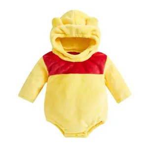 Newborn Infant Toddler Baby Boys Girls Animal Costume Bodysuits Soft Flannel Rabbit Costume Role Play Hooded Long Sleeve Pajamas Rompers Cosplay Jumpsuits