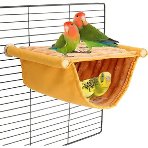 Winter Warm Bird Nest Bed Hanging Hammock Snuggle Hut Parrot House Tent Toy Bird Cage Perch for Parakeet Budgies Cockatiels Lovebird Cockatoo Finch Hamster Chinchilla Guinea Pig(Medium, Yellow)