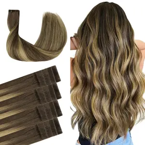 GOO GOO Invisi Edge Tape in Hair Extensions Straight Natural Remy Human Hair, 14inch-24inch 20pcs 50g, Seamless Injected Tape, Virgin Remy Hair, Natural Look#SummerVibes