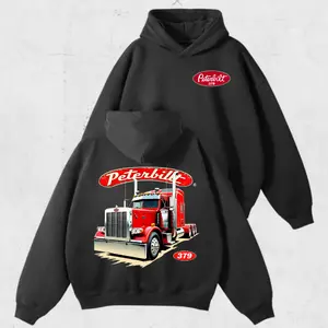 Peterbilt 379 Hoodie, Vintage Semi Truck Pullover, Classic Peterbilt 379 Style, Over The Road Trucker Outfit, Unisex Trucker Apparel, Retro Highway Hauler Shirt, Unisex Long Sleeve Pullover Shirt