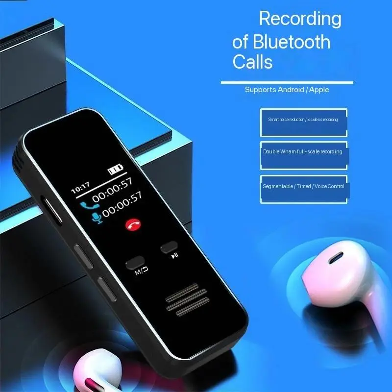 Back Clip Professional Audio Voice Recorder - Mini Hidden Spy Device with AI, Bluetooth, Timer, HD Noise Canceling, MP3 Player, Recording-to-Text, Cordless, Universal, IPS Ultra-Clear Display, Type-C Port (Smart Wearable Electronics), Convenient And Effic