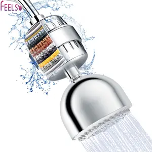 FEELSO Shower Head 15 Stage Shower Filter Combo, High Pressure 3 Spray Setting Filtered Showerhead with Water Softener Filter Cartridge for Hard Water Bathroom Modern