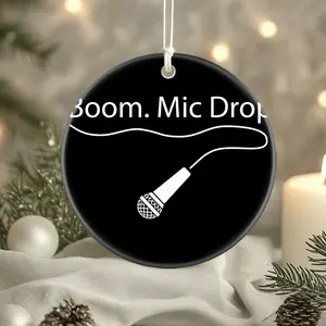 Christmas Ornaments Nfl Mic D Up Funny Moments Boom Mic Drop Circle Decor Tree Holiday Gift For Friends Acrylic X-Mas Family