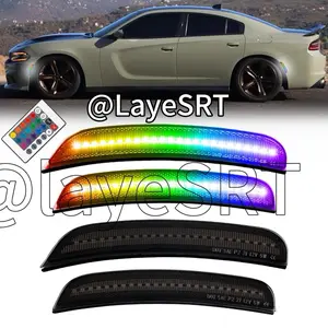 LayeSRT RGB LED Side Marker Lights for Dodge Charger & Challenger(08-23 )- Chrysler 300- Dodge Durango 2021+ Front Rear Bumper with Remote Control