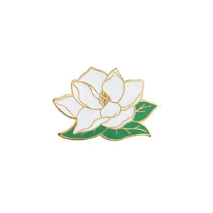 White Magnolia Flower Enamel Pin