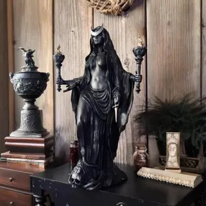 Gothic Hecate Statue, Dark Goddess Holding Torch, No Power Needed, Halloween Decoration, Mystical Altar, Resin Figurine, Resin Sculpture Home Decor
