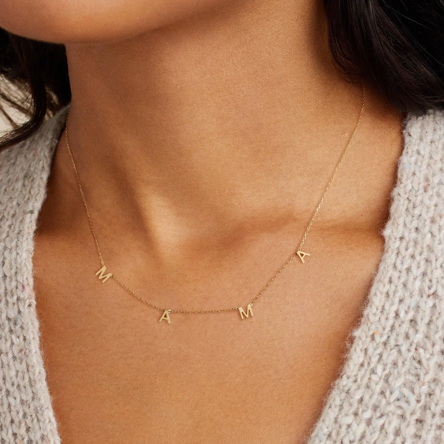 CHESKY Letter Necklace For Women Alphabet Pendant Necklaces Initial Letter Mama Mom Jewelry Gift