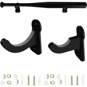 1 Set  Baseball Bat Wall Mount Holder Stand Horizontal Baseball Bat Display Rack Hanger Softball Bat Wall Mount for Memorabilia & Collectible, Fits to 2-5/8" Barrel (Solid Black)