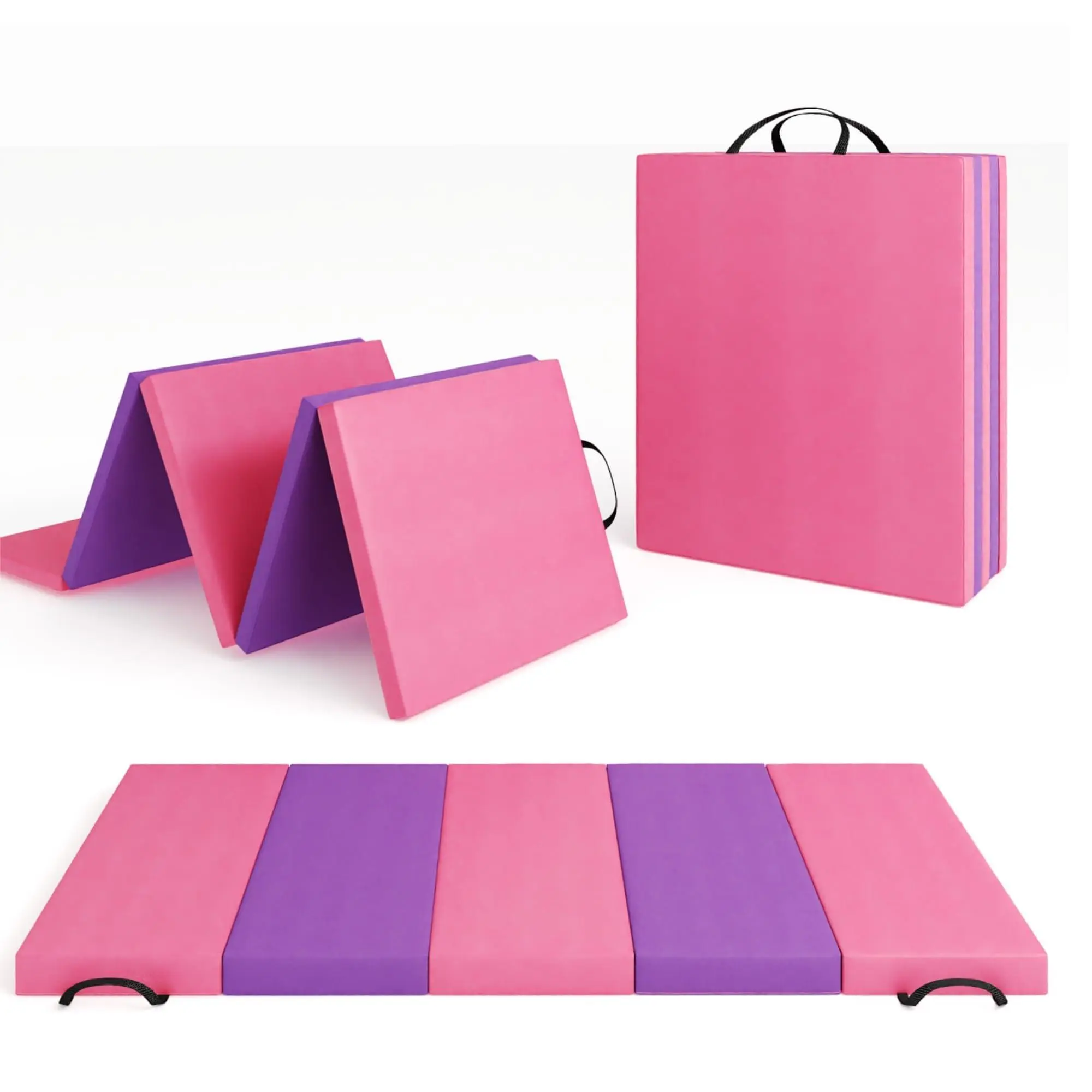 Folding Gymnastics Mat, Training Mat, Gym Mat, Thick with Carry Handles, 188 x 31 x 61 cm, Portable Floor Mat for Home, Pilates, Aerobics and Martial Arts Fitness Training,Five-fold