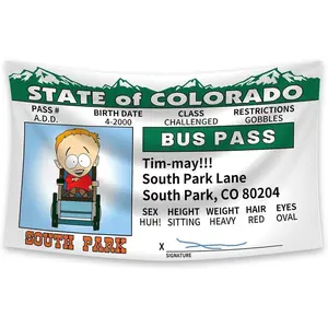 state of colorado, bus pass, south park lane  40x60 INCH Funny Flag For College Dorm Room Decor, Bedroom, Living Room, Man Cave Decoration Design Wall Hanging Public Places Outdoor Crisp Graphics Polyester Patio Double Stitched Rich Colors